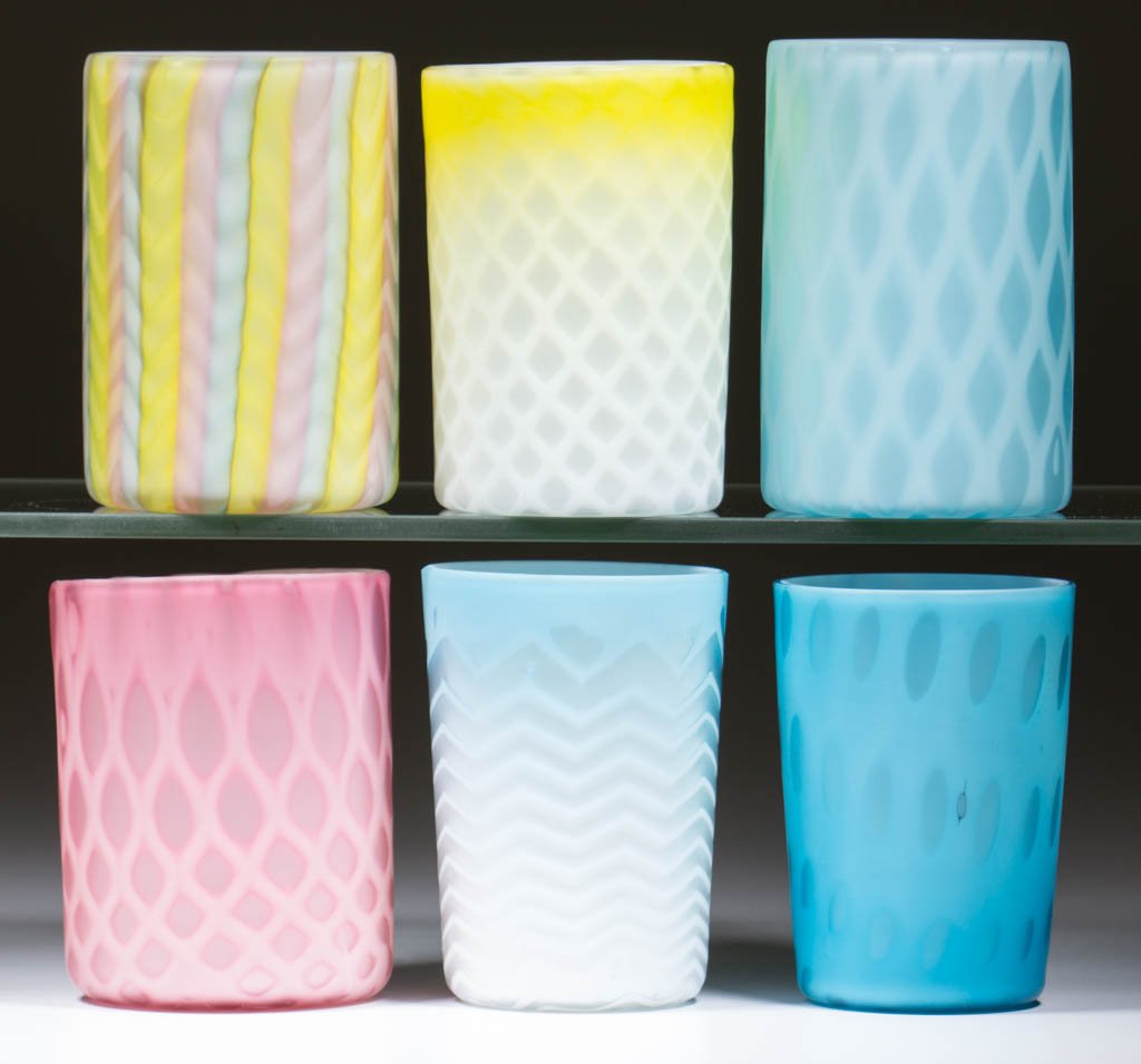 ASSORTED AIR-TRAP SATIN GLASS TUMBLERS, LOT OF SIX (1 of 1)