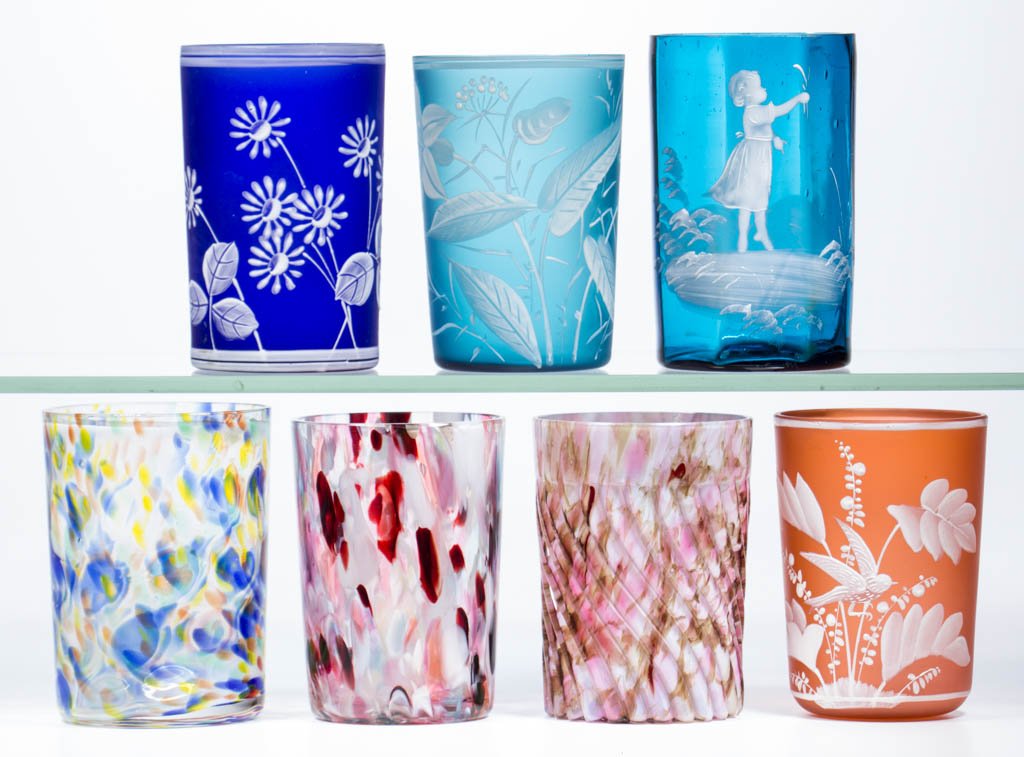 ASSORTED ART GLASS TUMBLERS, LOT OF SEVEN (1 of 1)