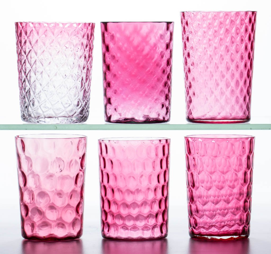 ASSORTED OPTIC PATTERN TUMBLERS, LOT OF SIX (1 of 1)