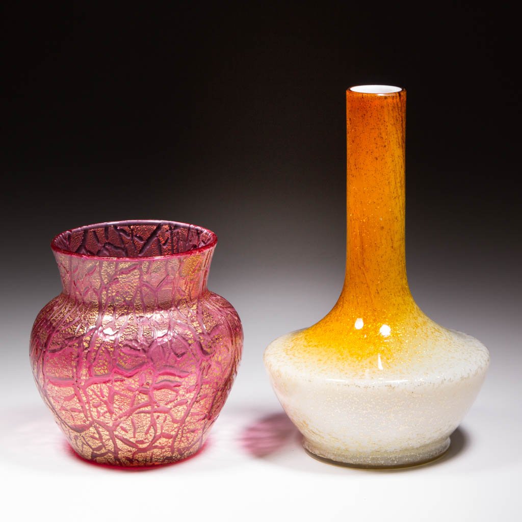 ASSORTED ART GLASS VASES, LOT OF TWO (1 of 1)