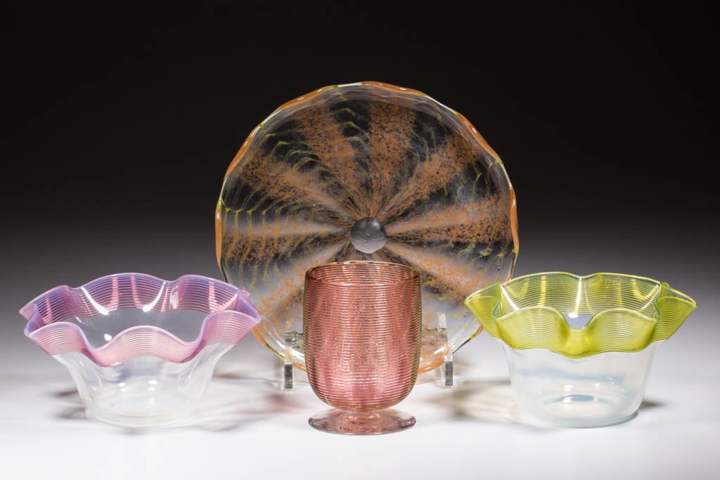 ASSORTED ART GLASS ARTICLES, LOT OF FOUR (1 of 1)