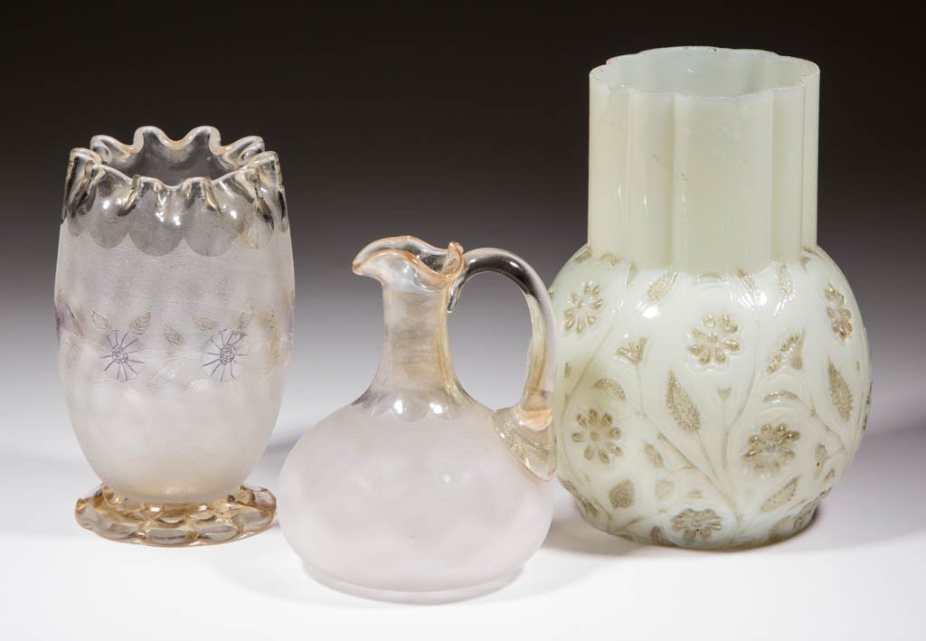 ASSORTED VICTORIAN ART GLASS ARTICLES, LOT OF THREE (1 of 1)