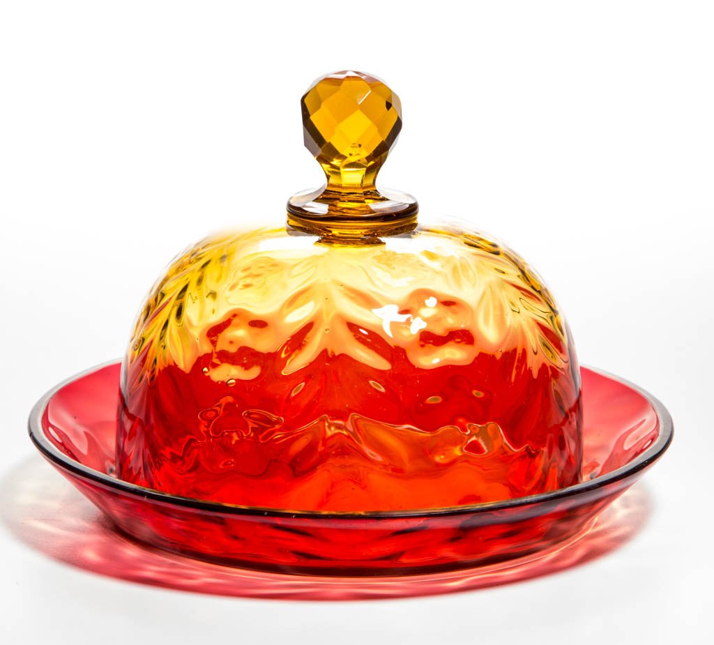 AMBERINA COVERED BUTTER DISH (1 of 1)