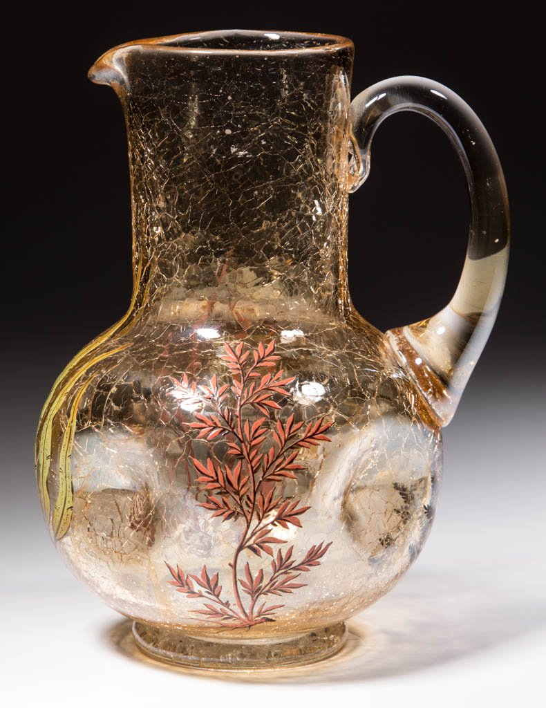 MOSER ATTRIBUTED CRACKLE GLASS PITCHER (1 of 1)