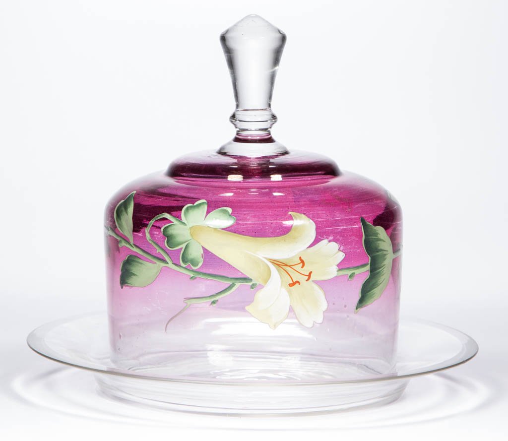 FLORAL ENAMEL DECORATED CHEESE DISH (1 of 1)