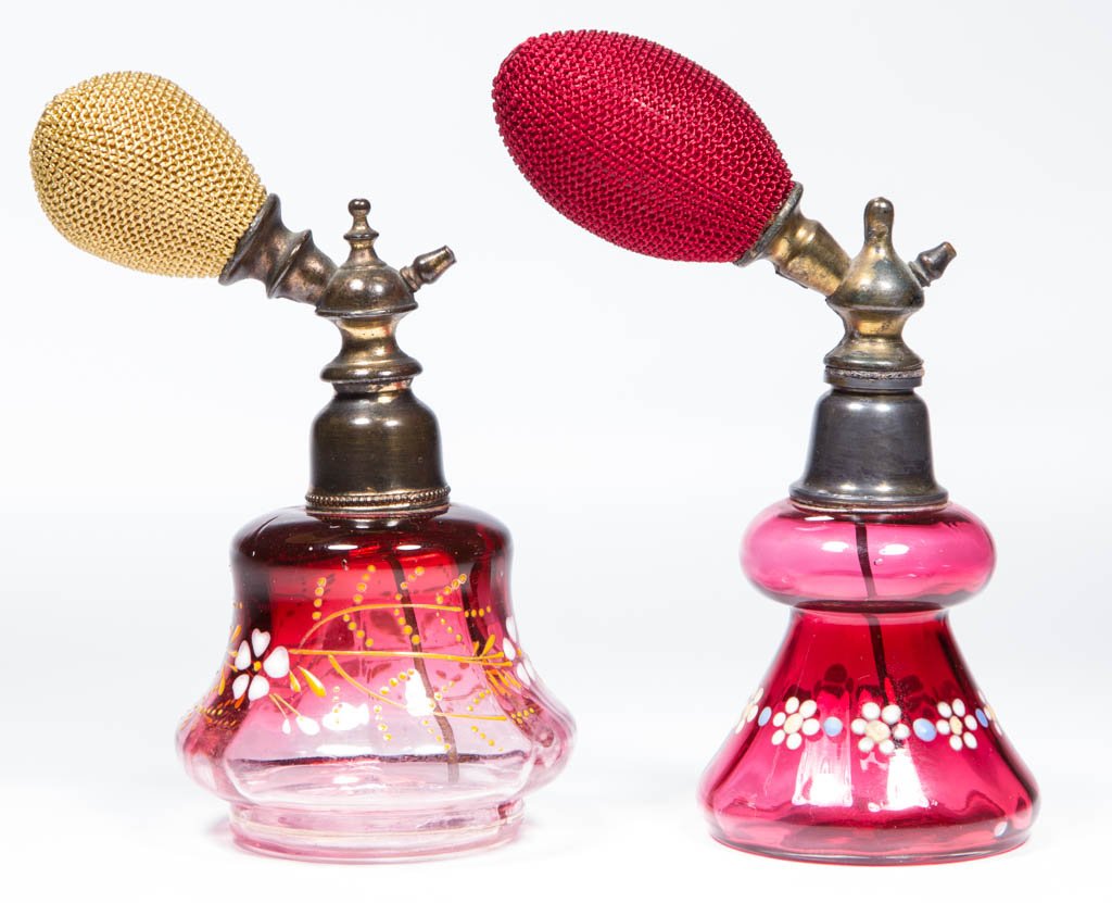 VICTORIAN DECORATED ATOMIZERS, LOT OF TWO (1 of 1)