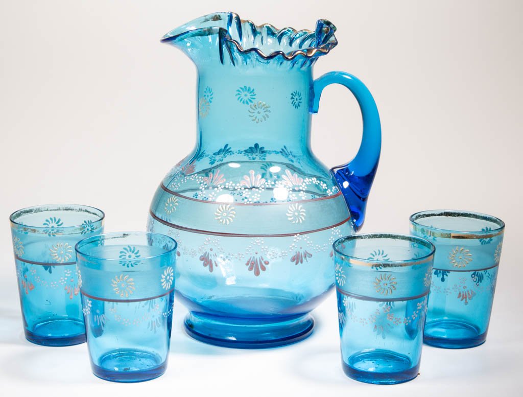 VICTORIAN DECORATED FIVE-PIECE WATER SET (1 of 1)