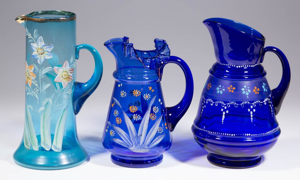 ASSORTED VICTORIAN DECORATED PITCHERS, LOT OF THREE (1 of 1)