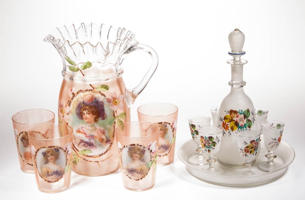 ASSORTED VICTORIAN DECORATED DRINKING ARTICLES, LOT OF (1 of 1)
