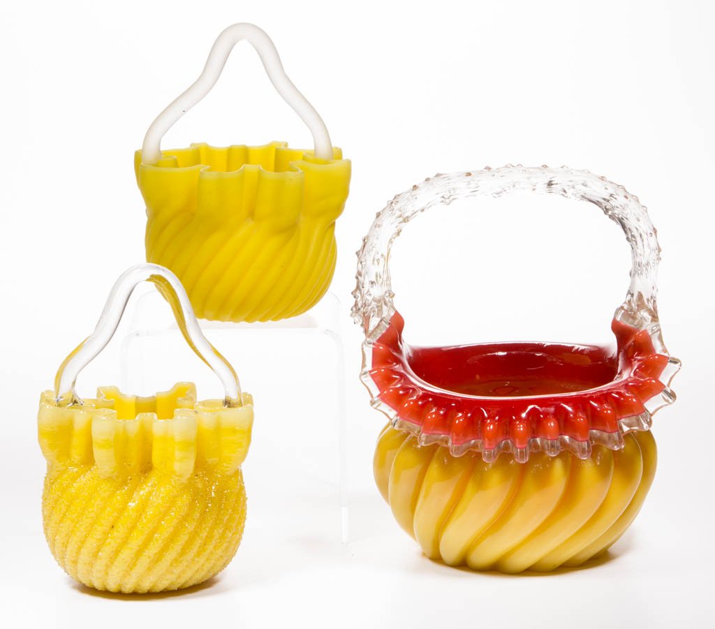 ASSORTED VICTORIAN OPAQUE BASKETS, LOT OF THREE (1 of 1)