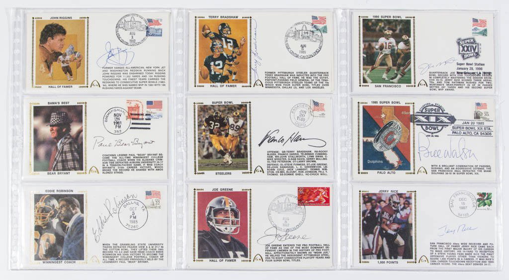 GATEWAY STAMPS SIGNED FOOTBALL FIRST DAY COVERS, LOT OF (1 of 2)