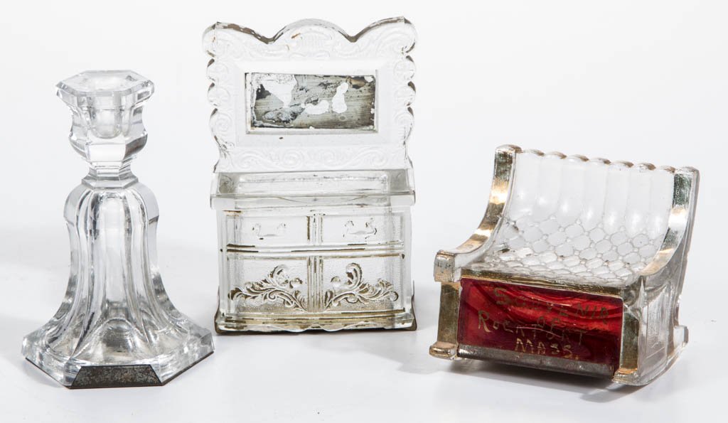 ASSORTED FIGURAL GLASS CANDY CONTAINERS, LOT OF THREE (1 of 1)