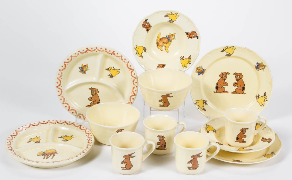 ASSORTED CHILDREN'S CERAMIC DISHES, LOT OF 12 (1 of 1)