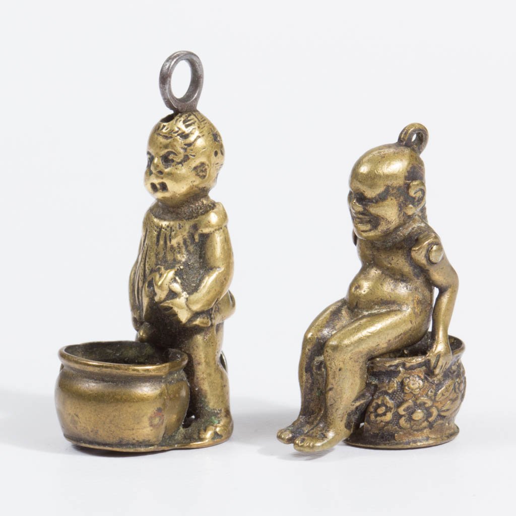 FIGURAL CHAMBER POT CIGAR CUTTERS, LOT OF TWO (1 of 1)