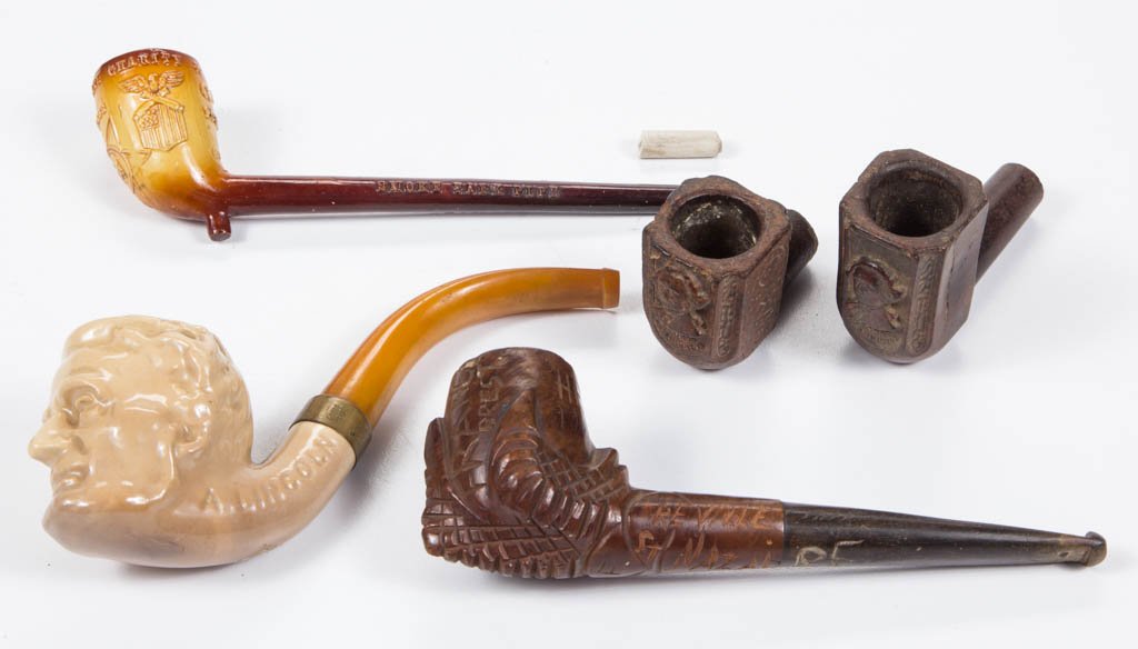 ASSORTED HISTORIC / PATRIOTIC SMOKING PIPES, LOT OF (1 of 2)