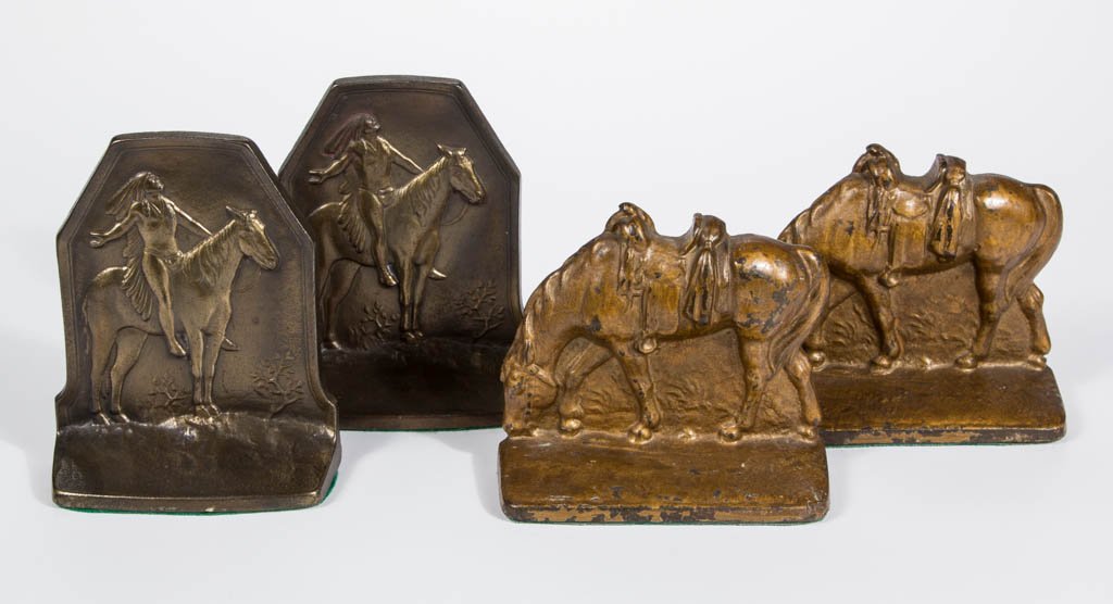 CAST-METAL NATIVE AMERICAN FIGURAL BOOKENDS (1 of 2)