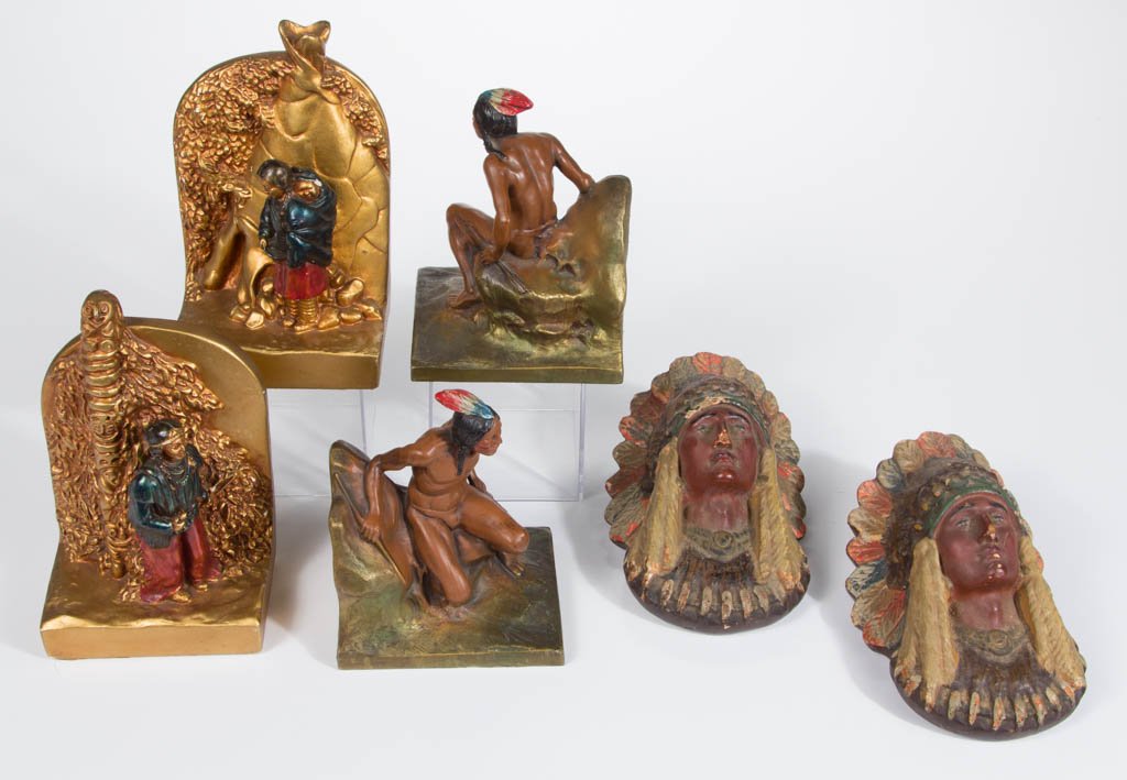 NATIVE AMERICAN FIGURAL BOOKENDS (1 of 1)