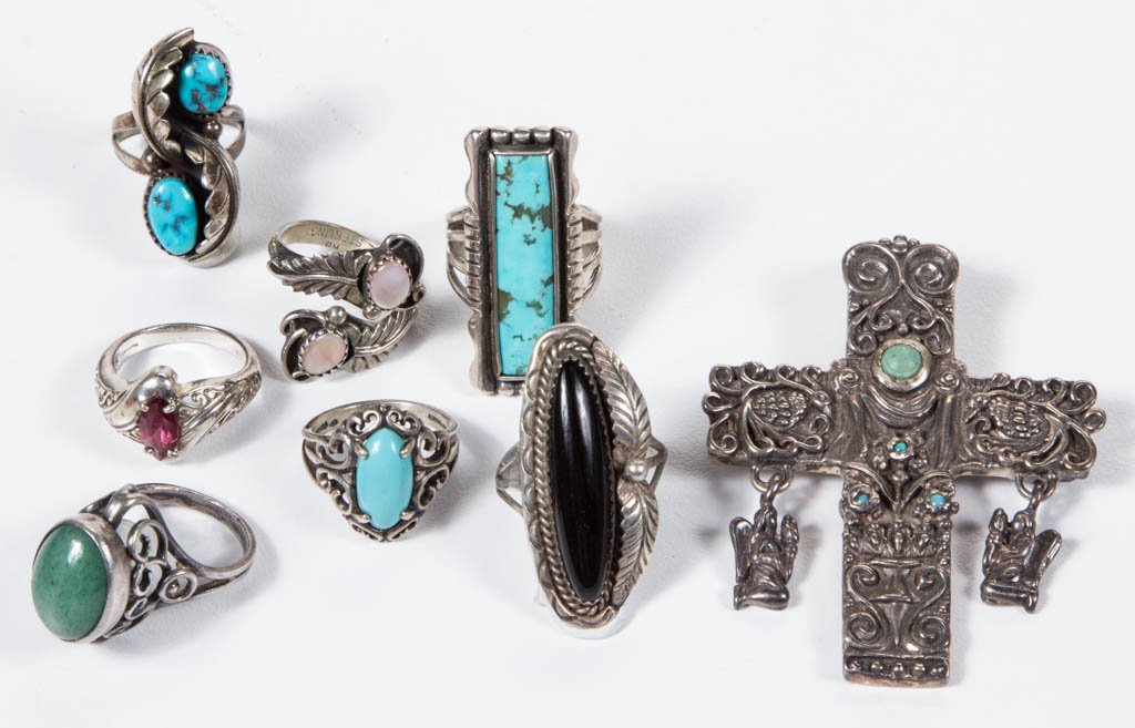 NATIVE AMERICAN AND MEXICO TURQUOISE AND STERLING (1 of 1)