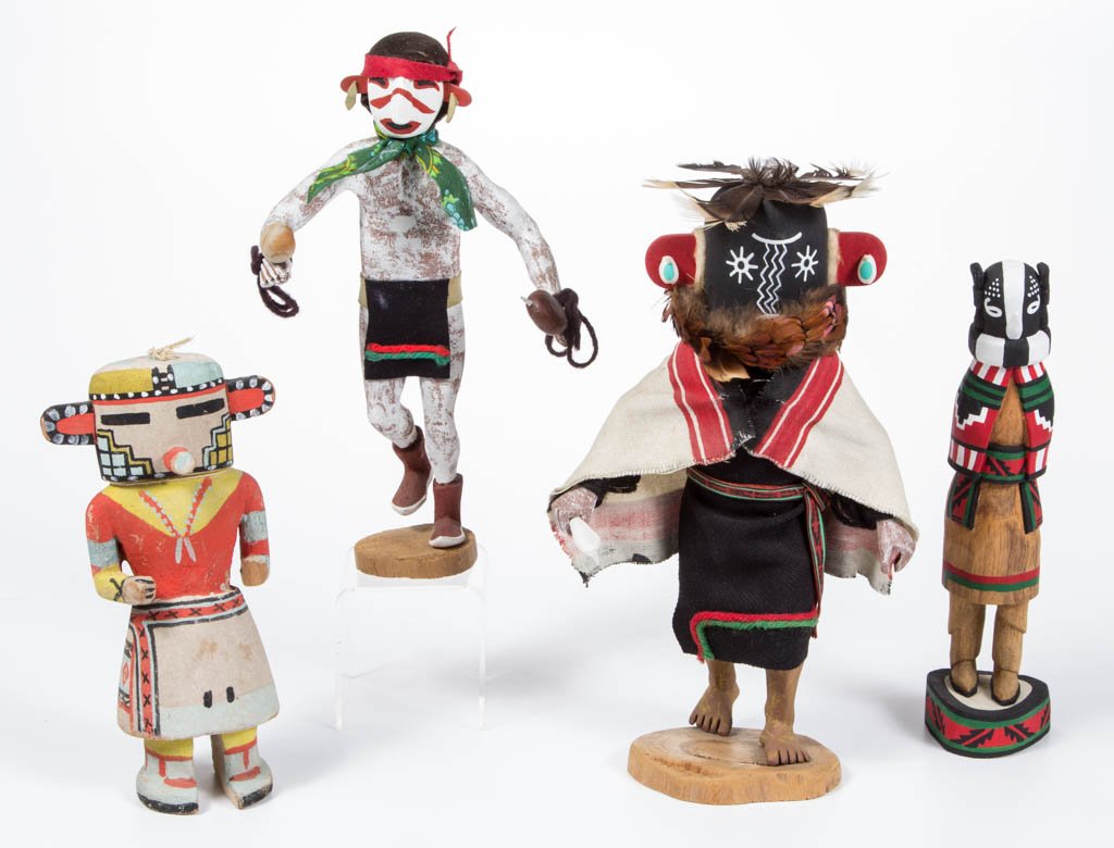 NATIVE AMERICAN CARVED AND PAINTED KACHINA DOLLS, LOT (1 of 4)