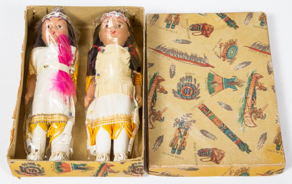 TWO JAPANESE HAND-PAINTED BISQUE NATIVE AMERICAN MAIDEN (1 of 1)