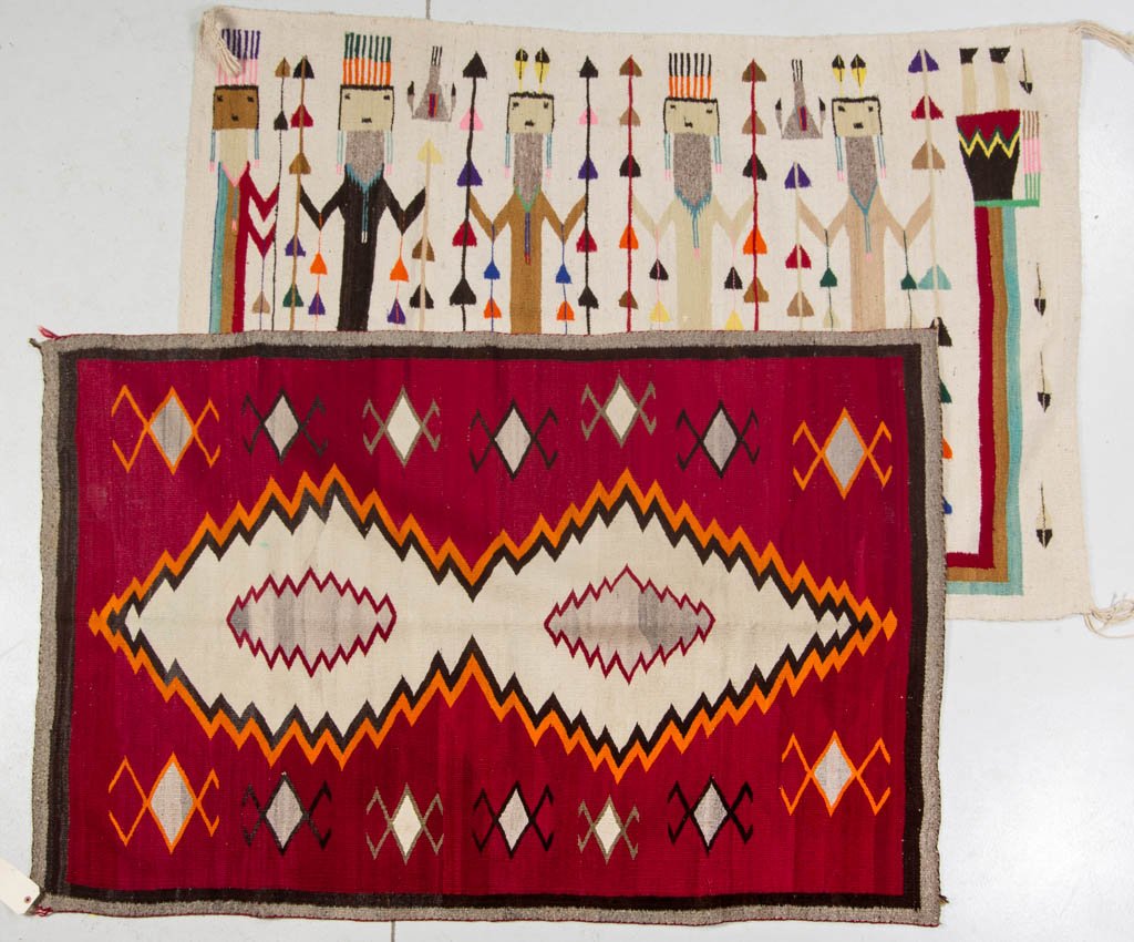 NATIVE AMERICAN / NAVAJO WEAVINGS / RUGS, LOT OF TWO (1 of 4)