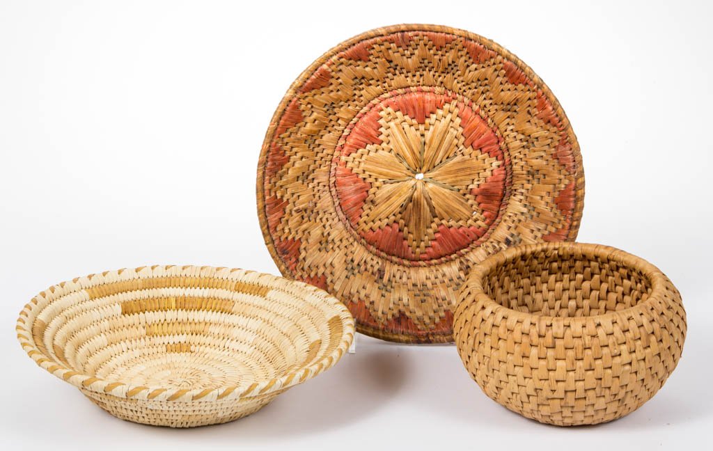 NATIVE AMERICAN COILED BASKETS, LOT OF THREE (1 of 1)