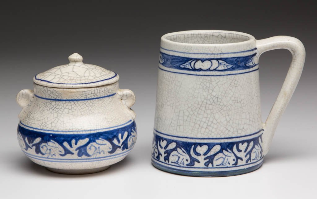 DEDHAM ART POTTERY RABBIT PATTERN ARTICLES, LOT OF TWO (1 of 1)