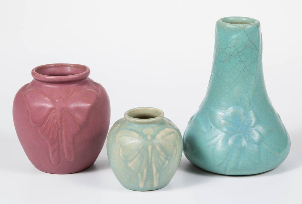 VAN BRIGGLE ART POTTERY VASES, LOT OF THREE (1 of 4)