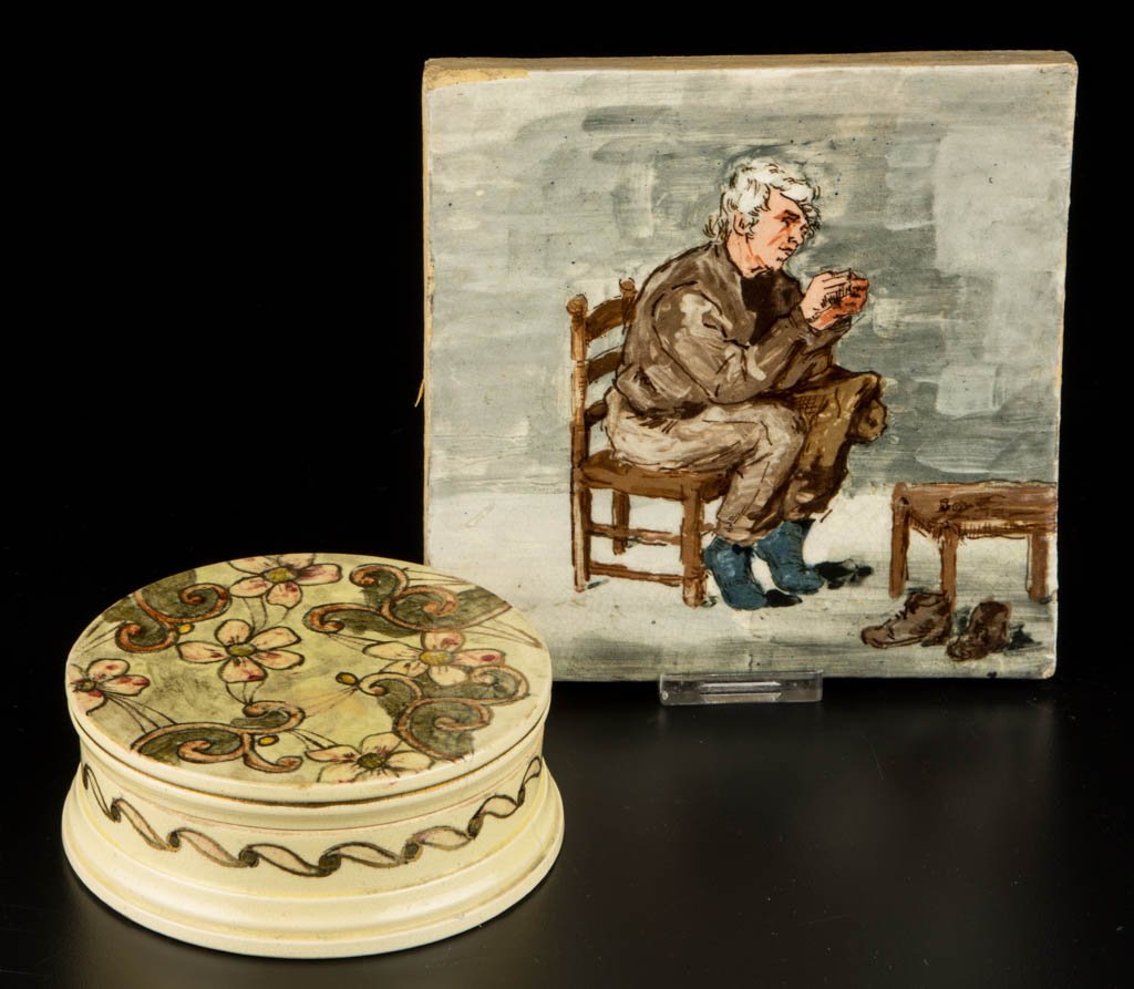 AMERICAN PAULINE POTTERY ARTS & CRAFTS TILE AND BOX, (1 of 5)