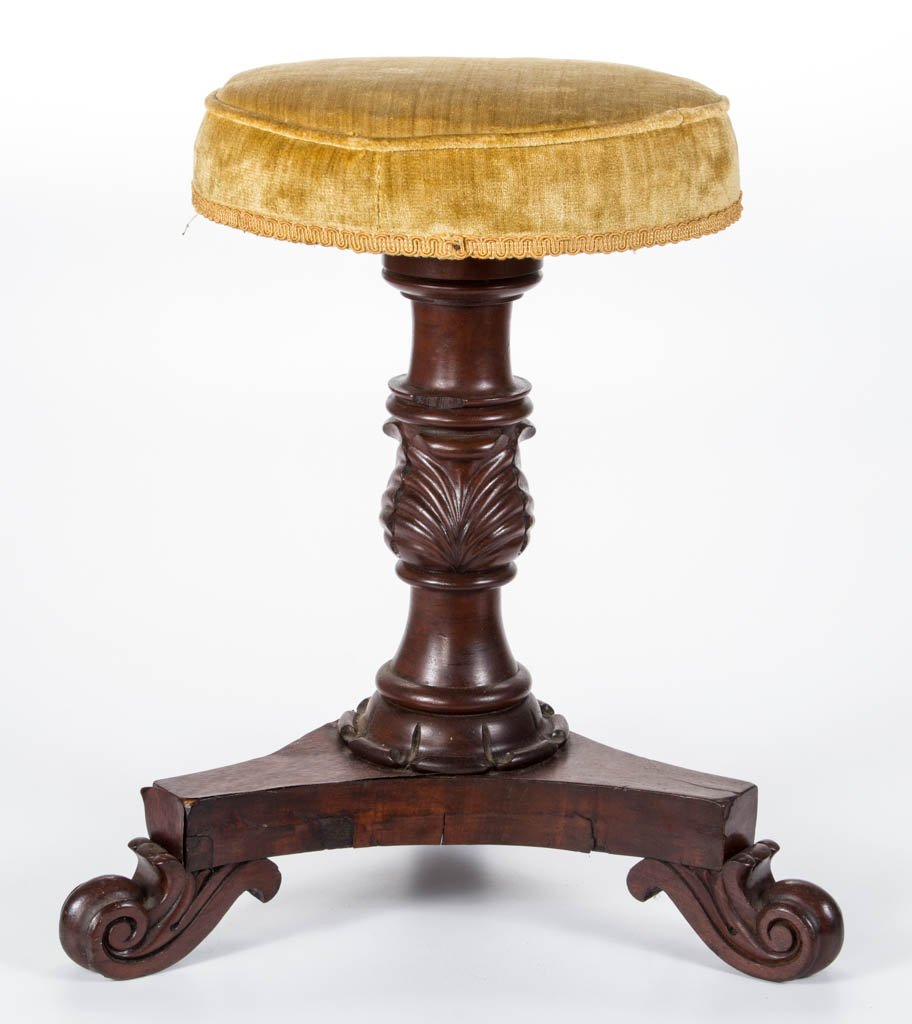 AMERICAN CARVED MAHOGANY PIANO STOOL (1 of 2)