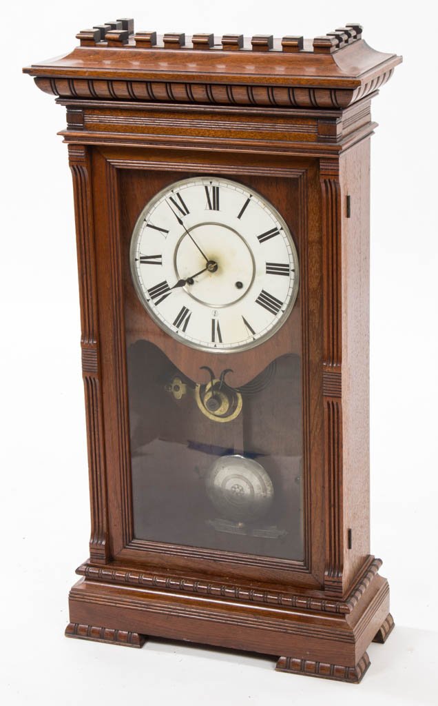 AMERICAN MAHOGANY TWO-WEIGHT SHELF CLOCK (1 of 2)