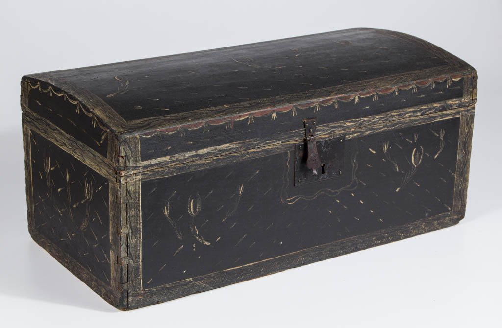 AMERICAN, PROBABLY NEW ENGLAND, PAINT-DECORATED POPLAR (1 of 4)