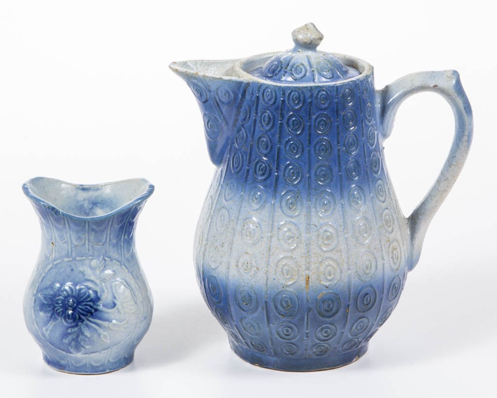 ASSORTED BLUE AND WHITE SALT-GLAZED CERAMIC ARTICLES, (1 of 1)