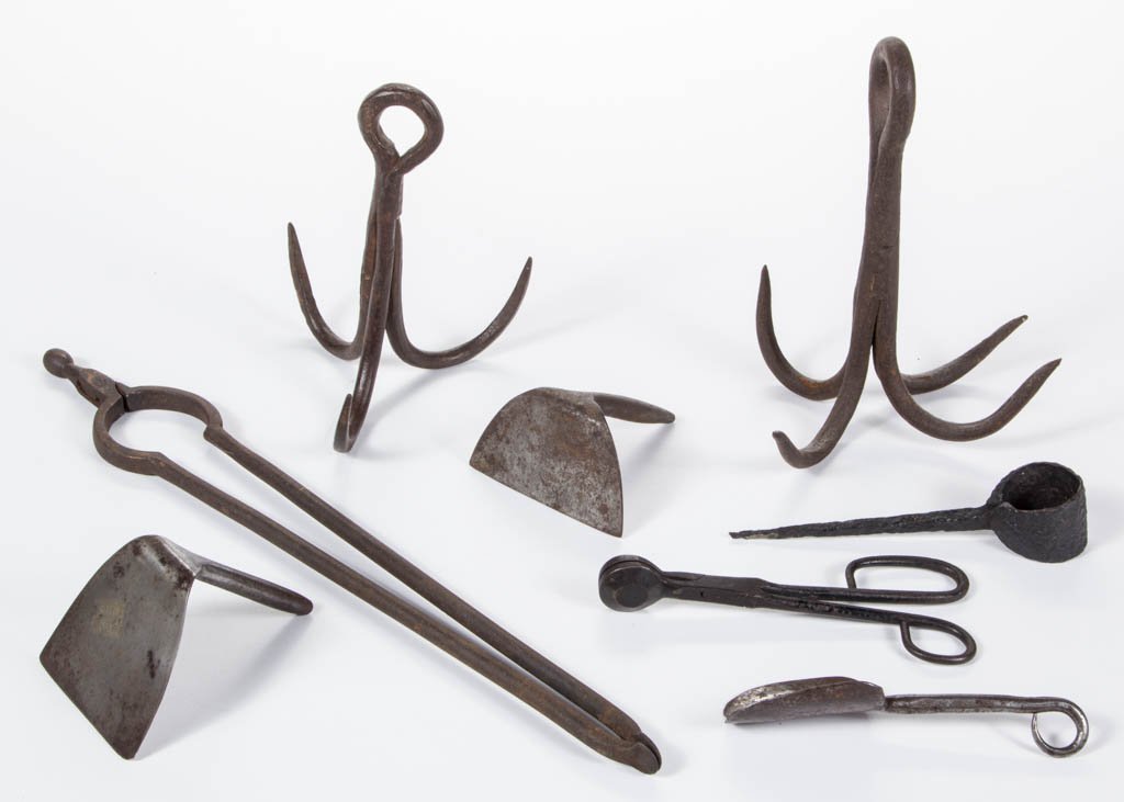 ASSORTED WROUGHT-IRON DOMESTIC ARTICLES, LOT OF EIGHT (1 of 1)