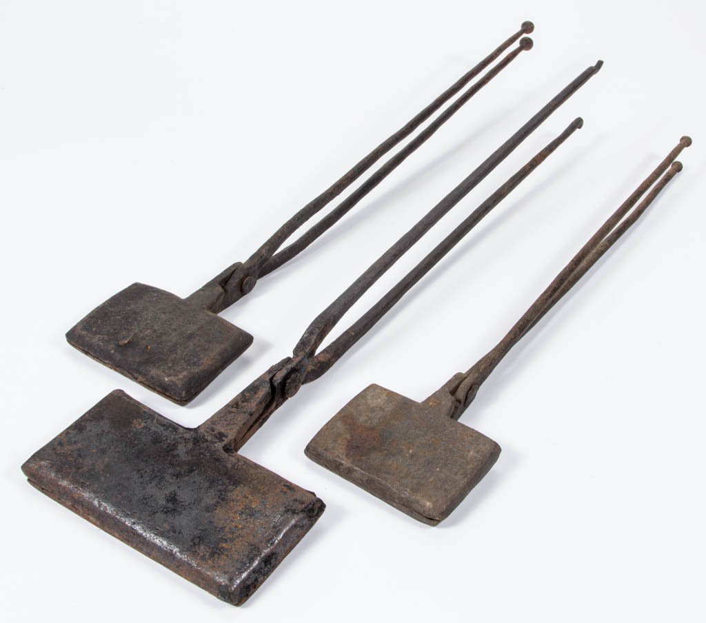WROUGHT- AND CAST-IRON HEARTH WAFER IRONS / PRESSES, (1 of 2)