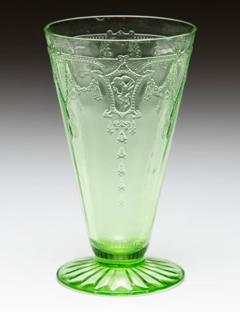 CAMEO DEPRESSION GLASS TALL FOOTED TUMBLER (1 of 1)
