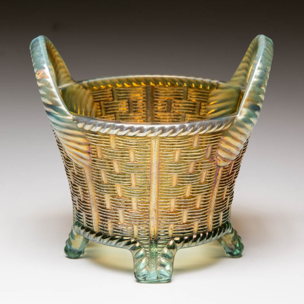 NORTHWOOD BUSHEL BASKET CARNIVAL GLASS BOWL (1 of 1)