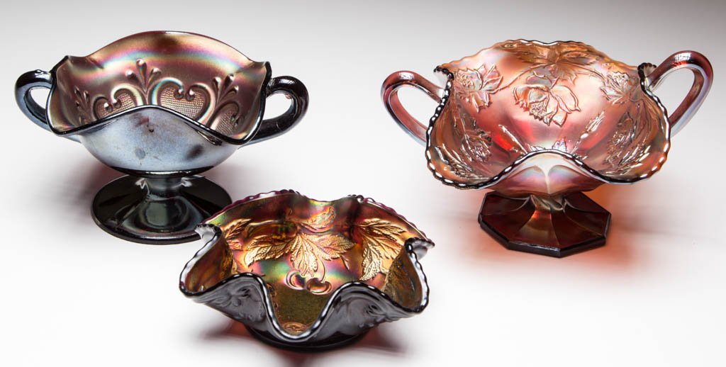 ASSORTED DUGAN CARNIVAL GLASS ARTICLES, LOT OF THREE (1 of 1)