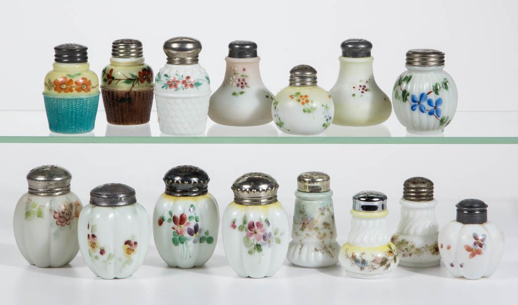 ASSORTED OPAL DECORATED SALT / PEPPER SHAKERS, LOT OF (1 of 1)