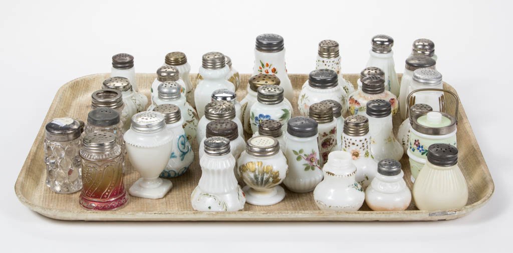 ASSORTED GLASS SALT / PEPPER SHAKERS, LOT OF 40 (1 of 1)