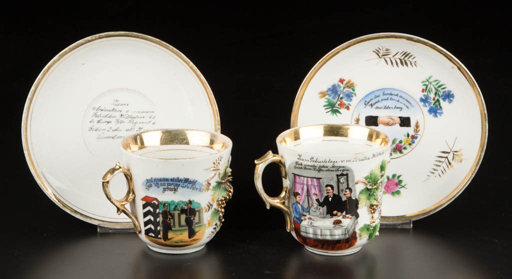 GERMAN PORCELAIN DATED COMMEMORATIVE CUP AND SAUCER (1 of 3)