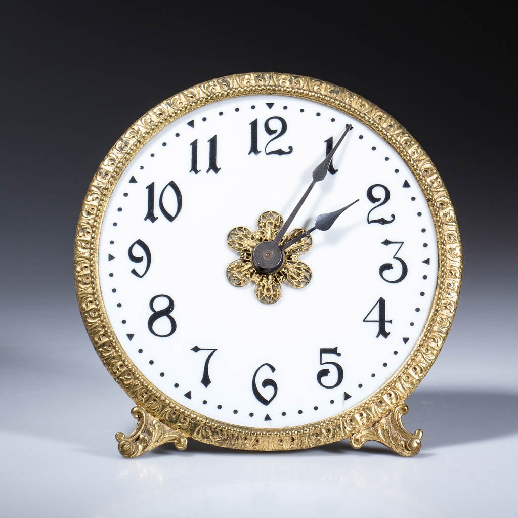 FRENCH GILT-DECORATED METAL AND PORCELAIN MINIATURE (1 of 2)