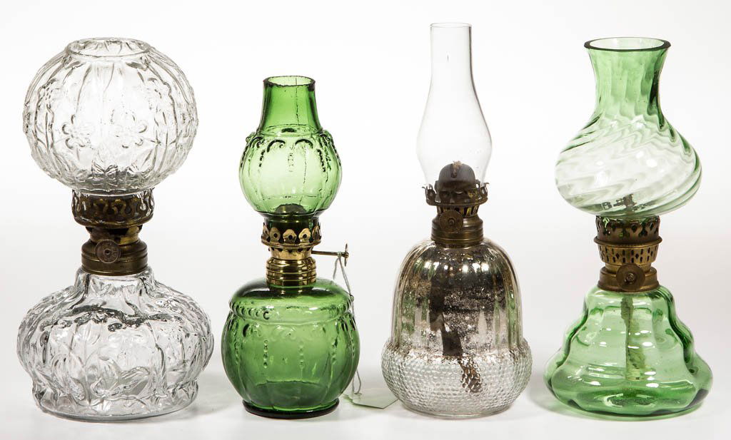 ASSORTED PATTERN MINIATURE LAMPS, LOT OF FOUR (1 of 1)