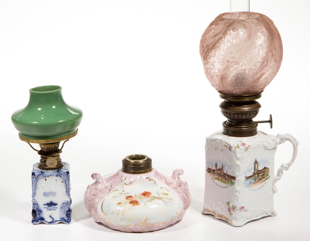 ASSORTED DECORATED CERAMIC MINIATURE LAMPS, LOT OF (1 of 1)