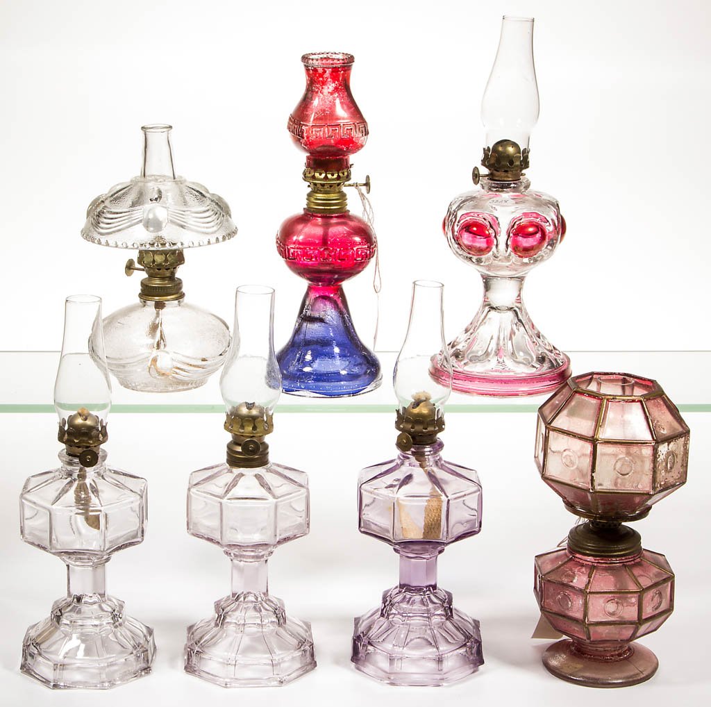 ASSORTED PATTERN MINIATURE LAMPS, LOT OF SEVEN (1 of 1)