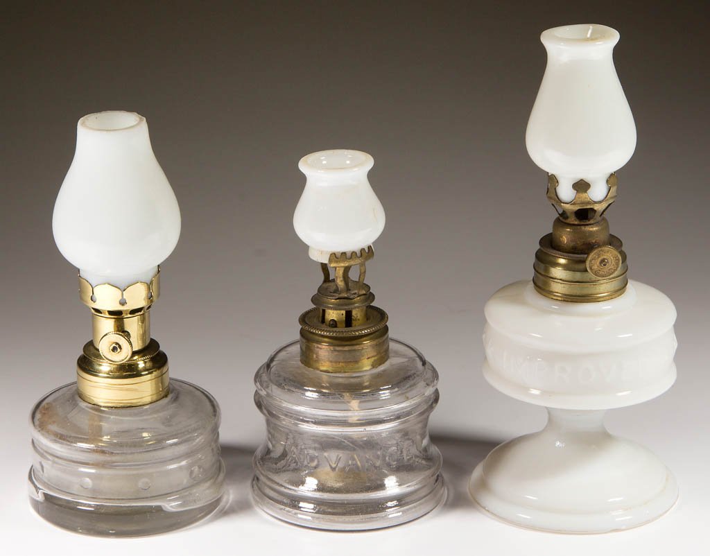 ASSORTED PATTERN MINIATURE LAMPS, LOT OF THREE (1 of 1)