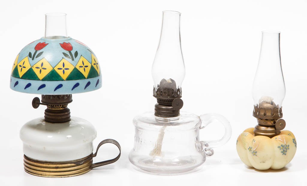 ASSORTED GLASS MINIATURE LAMPS, LOT OF THREE (1 of 1)