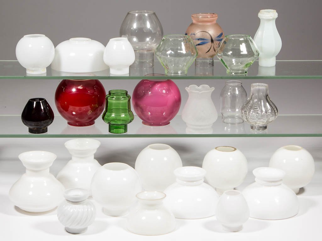 ASSORTED GLASS MINIATURE LAMP SHADES, LOT OF 27 (1 of 1)