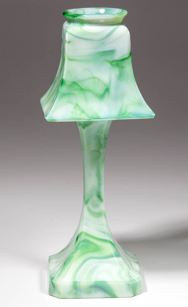 PRESSED SLAG GLASS CANDLE LAMP (1 of 1)