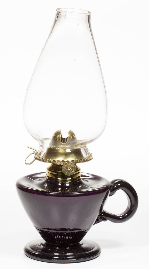 UNNAMED RIBBED KEROSENE FOOTED FINGER LAMP (1 of 1)